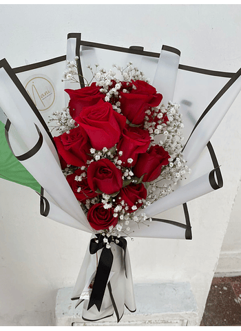 Ramo london Rosas rosas decorado con gypso y papel coreano 