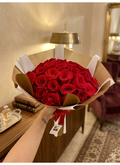 Ramo de 24 rosas decoradas con papel coreano 