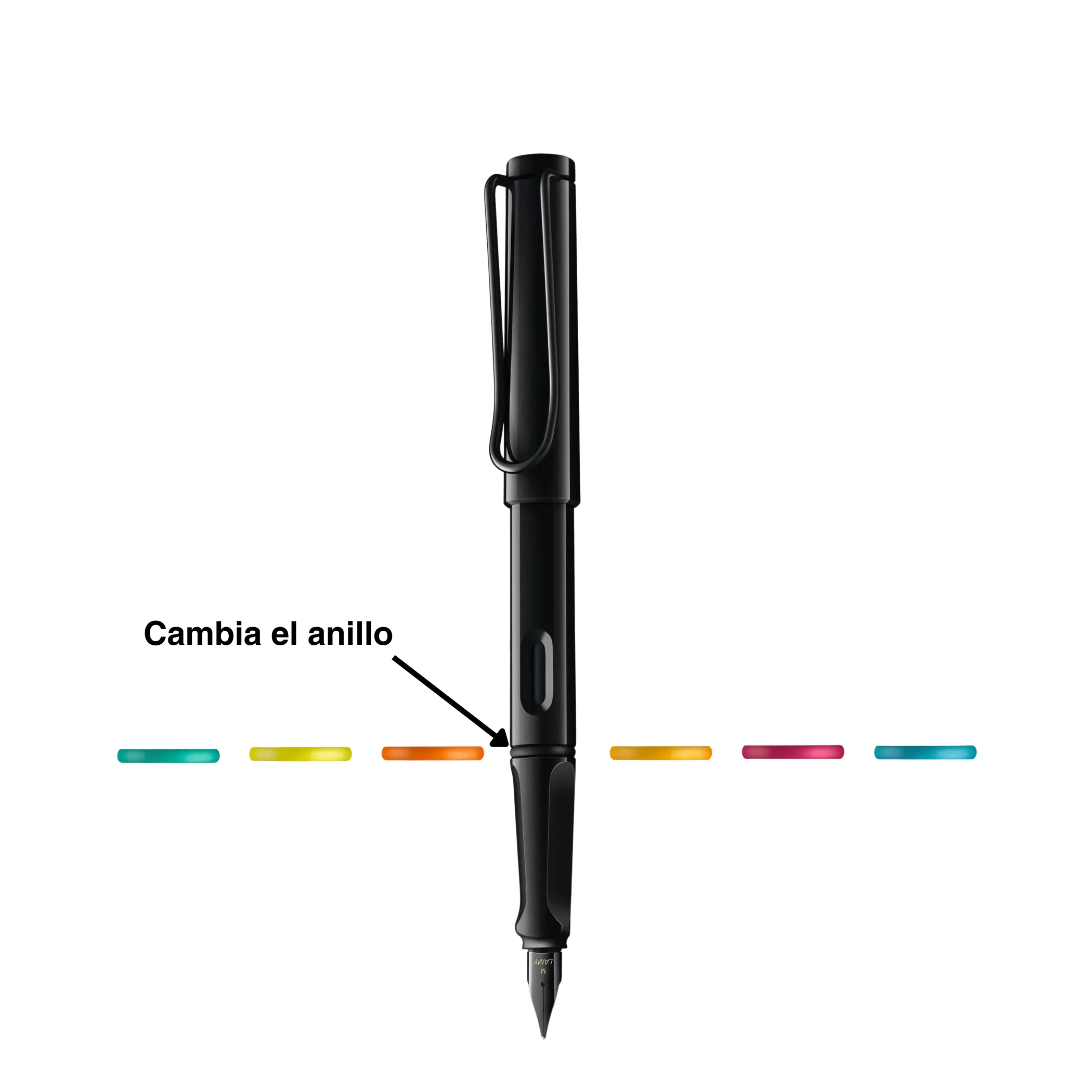 Lamy Safari Negro Anillo Multicolor 2