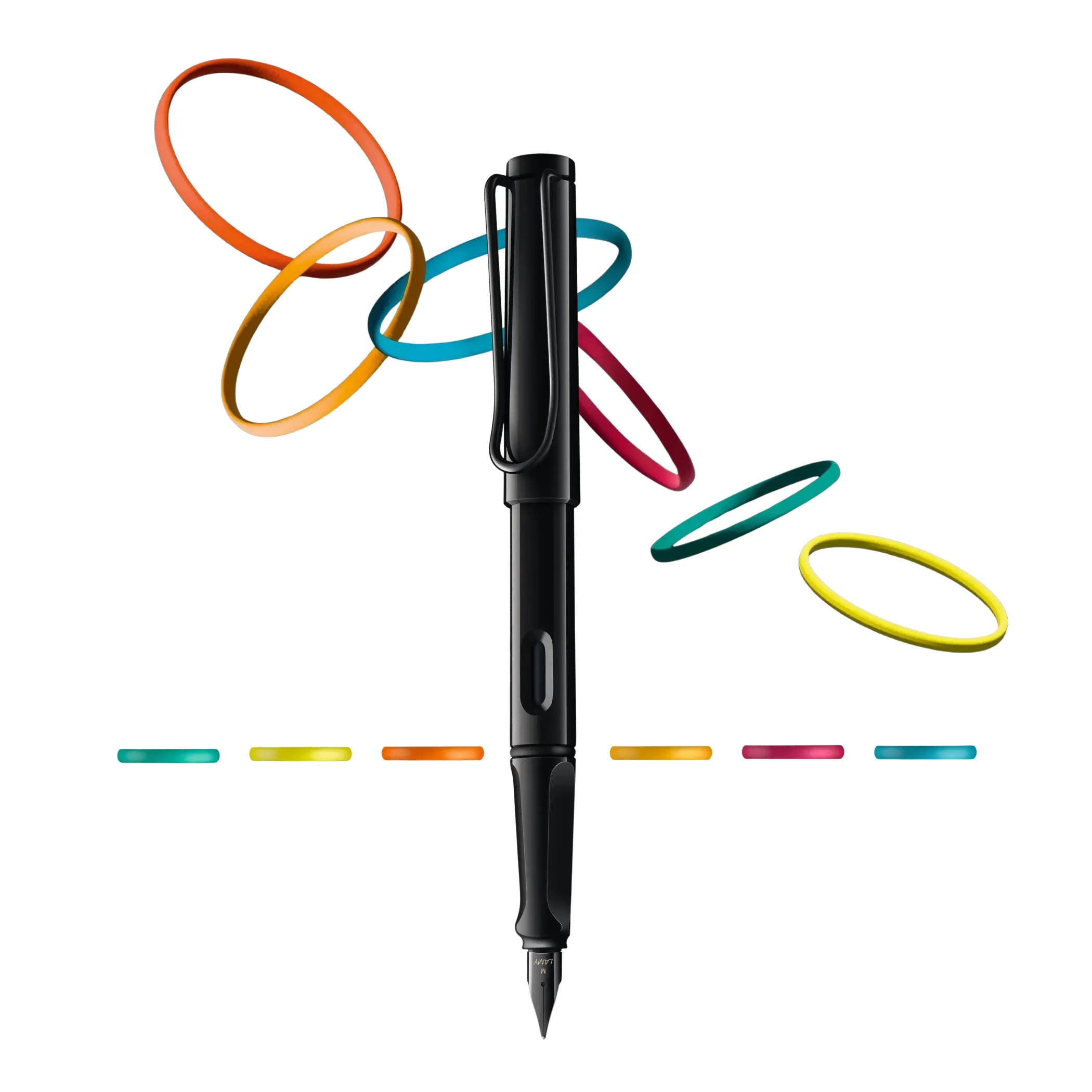 Lamy Safari Negro Anillo Multicolor 1