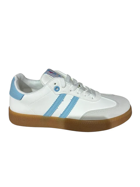 Zapatilla 001 Blanca y Celeste
