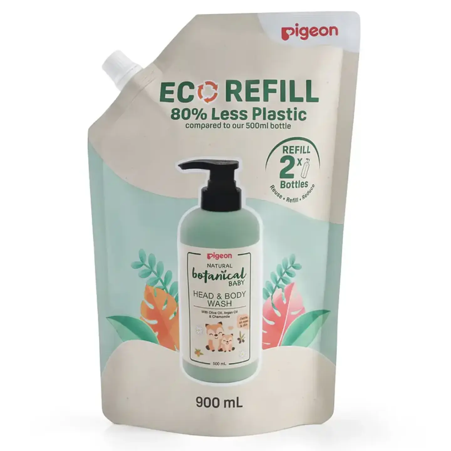 Recarga gel de limpieza head & body wash botanical Pigeon 900ML 1