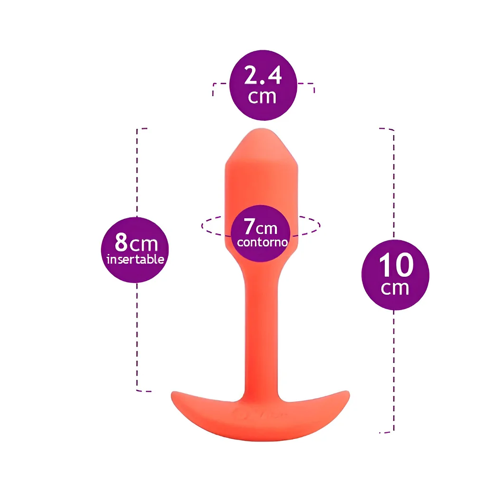 🧡 Plug Anal con Vibración B-Vibe Snug Pequeño Naranja 2