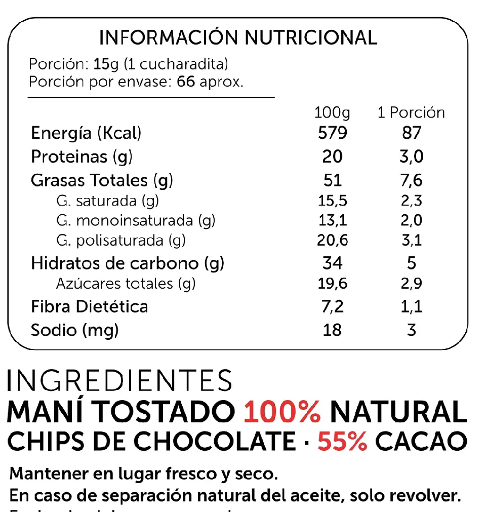 Mantequilla de mani Choco Chips 1kg 2