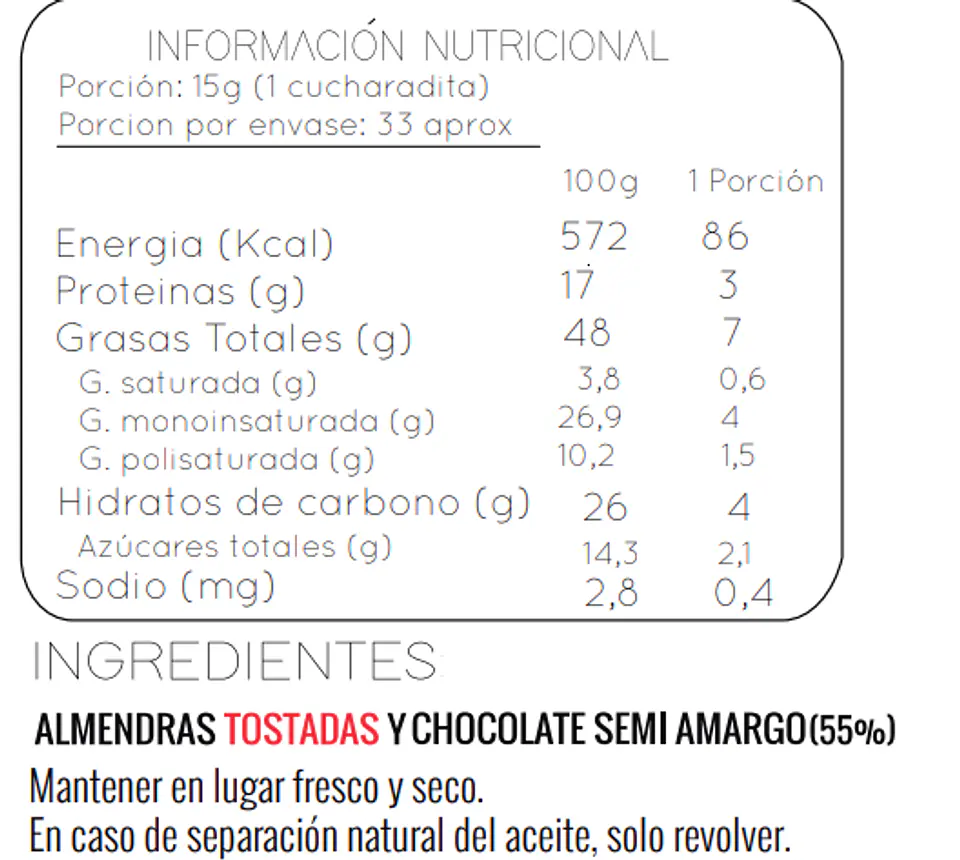 Mantequilla de almendra chocolate 250g 2