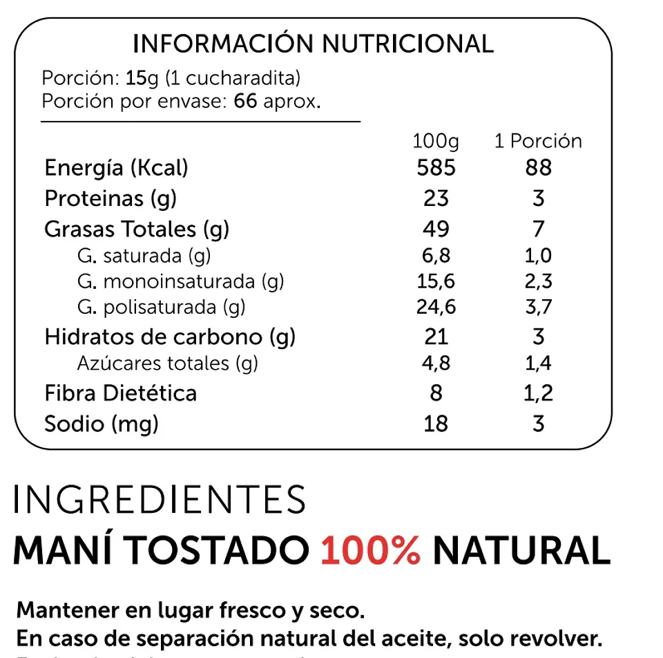 Mantequilla de maní Crunchy 1kg 2
