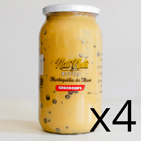 4X Mantequilla de maní Chocochips 1kg c/u