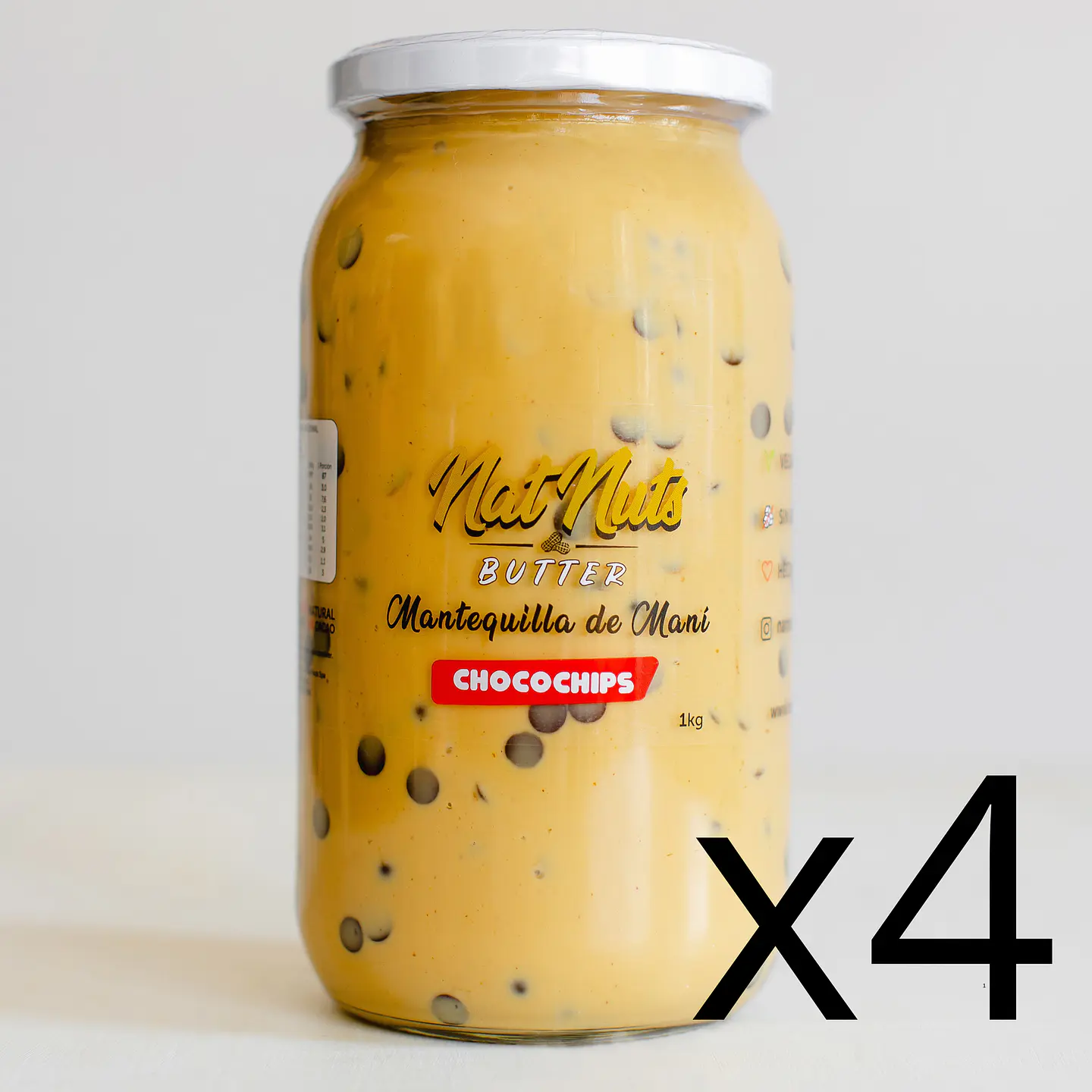 4X Mantequilla de maní Chocochips 1kg c/u 1