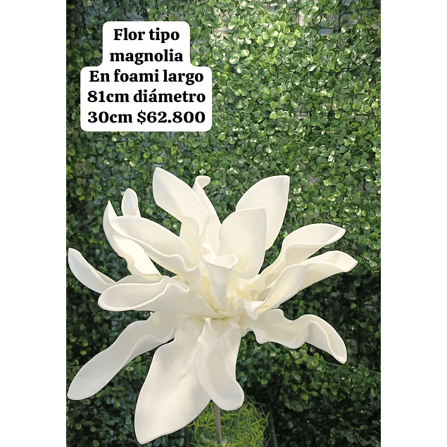 Flor en foami magnolia grande blanca