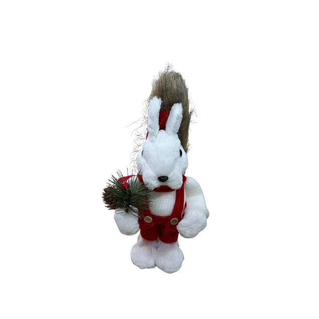Ardilla blanca con overol rojo 