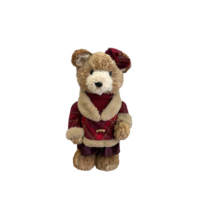 Osita con chaqueta y vestido vinotinto
