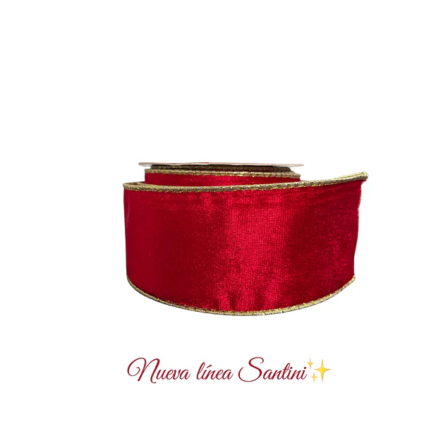 Cinta gamuzada rojo con borde dorado