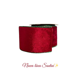 Cinta gamuzada rojo con borde verde