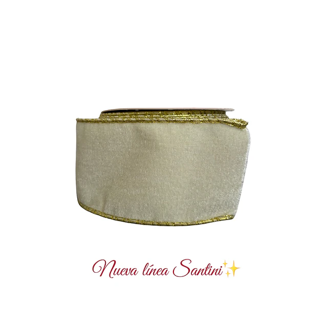 Rollo cinta gamuzada beige borde dorado