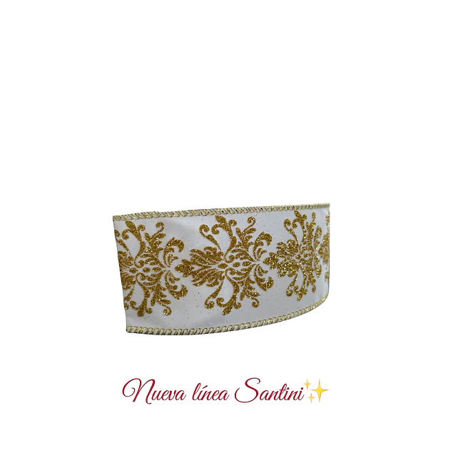 Cinta gamuzada blanca con dorado
