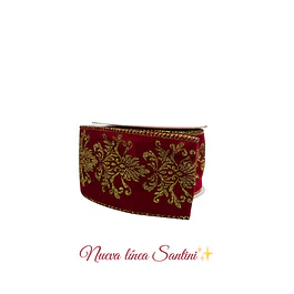 Cinta vinotinto con estampado dorado