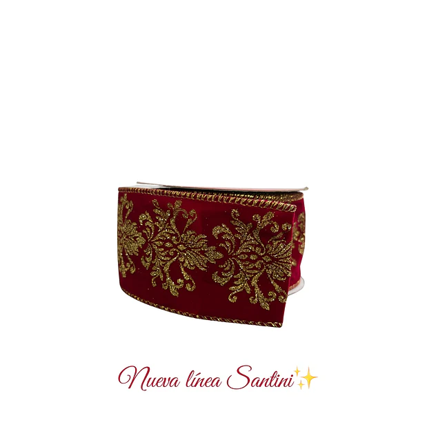 Cinta vinotinto con estampado dorado