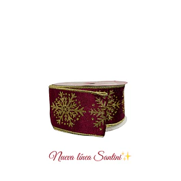 Cinta vinotinto estampado dorado
