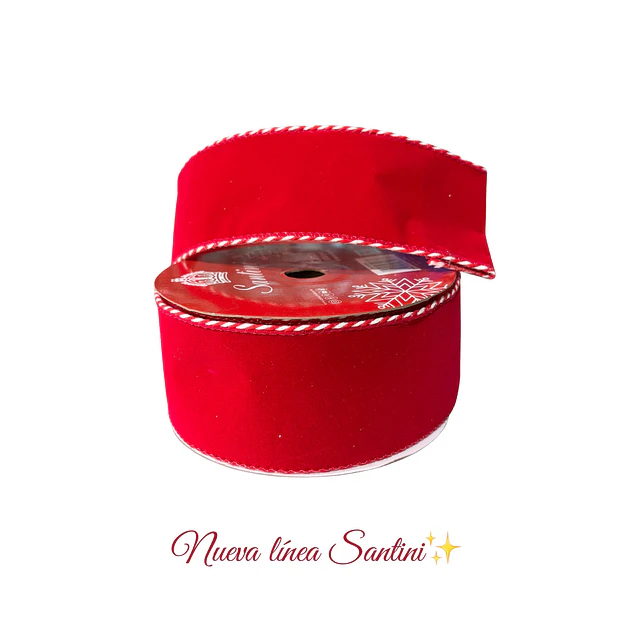 Cinta gamuzada roja borde candy