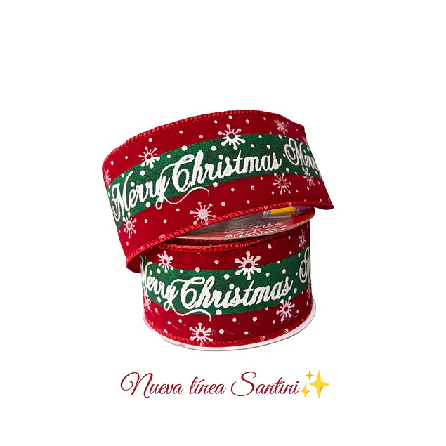 Cinta roja gamuzada estampado merry christmas