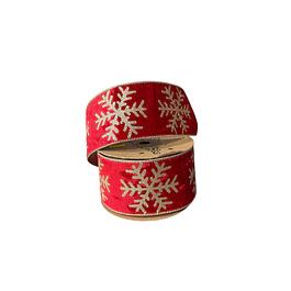 Cinta gamuzada roja con estampado dorado