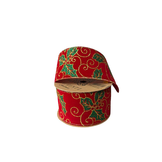 Cinta gamuzada roja con berry estampado