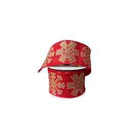 Cinta tela roja con estampado copo