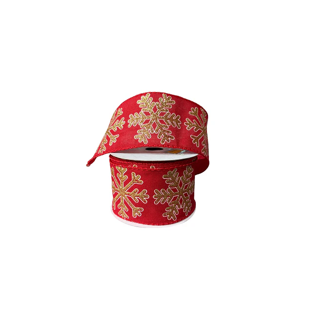 Cinta tela roja con estampado copo