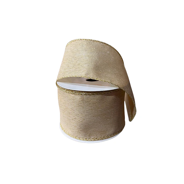 Cinta beige con bordes dorados