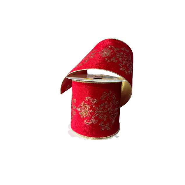 Cinta gamuzada roja con adorno dorado