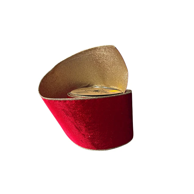 Cinta roja gamuzada doble faz dorado premium