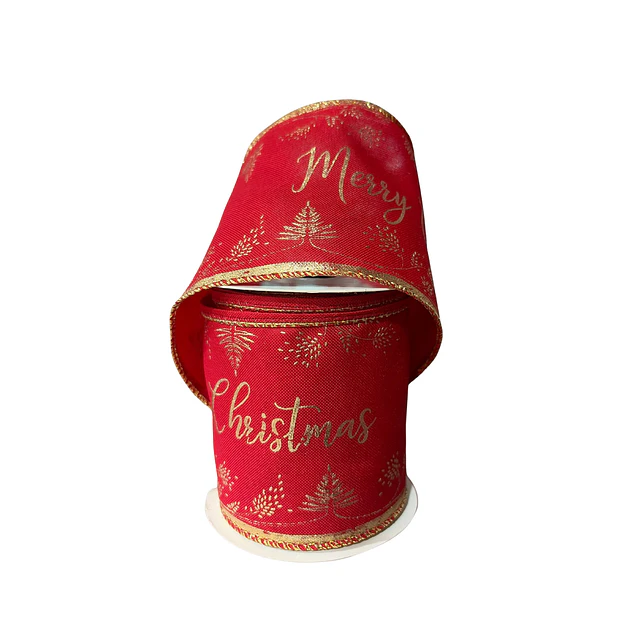 Cinta en tela con estampado merry christmas