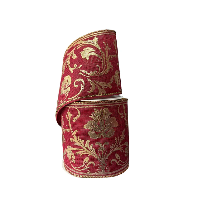Cinta rojo oscuro estampado dorado