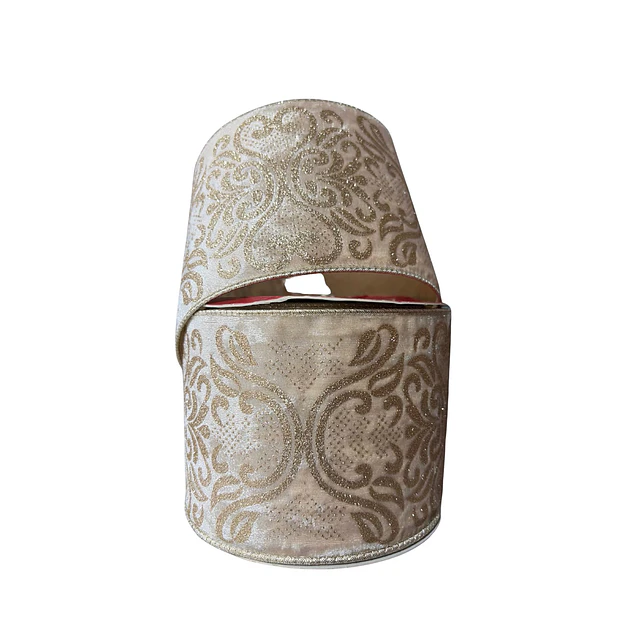 Cinta beige con estampado dorado