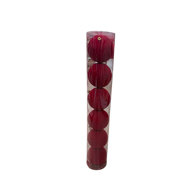 Esferas gamuzadas rojas 6 unidades 10 cms