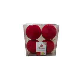 Paquete 4 esferas rojas gamuzadas 10 cms