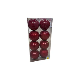 Paquete 8 esferas perladas rojas 10 cms