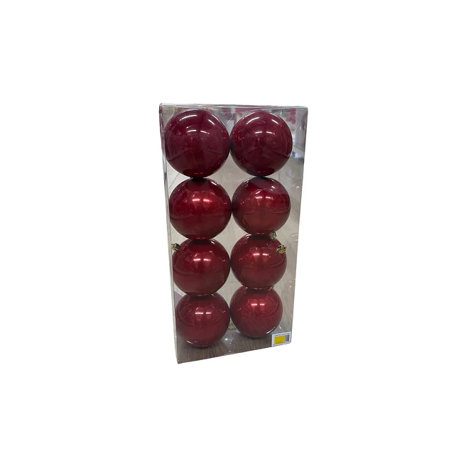 Paquete 8 esferas perladas rojas 10 cms