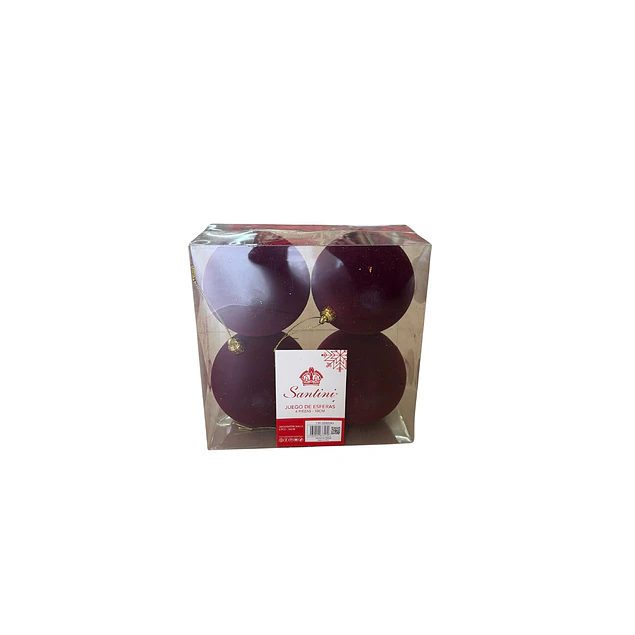 Paquete x 4 esferas 10 cms Santini vinotinto
