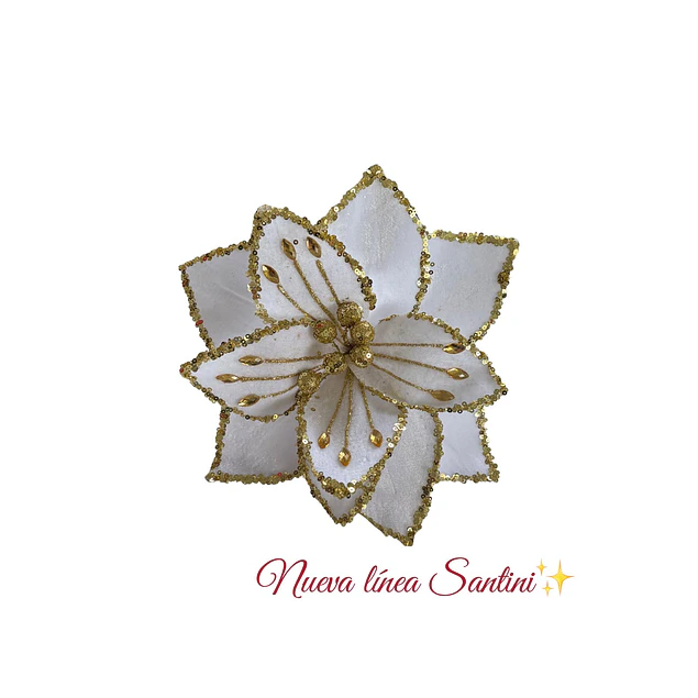 Flor Santini gamuzada blanca con dorado