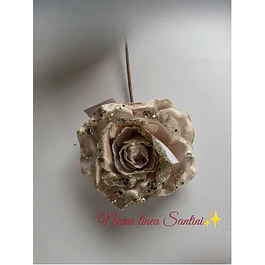 Rosa gamuzada Santini con lentejuelas 