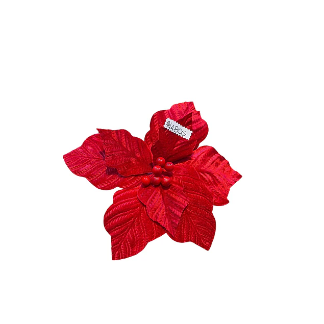 Flor navideña gamuzada 33 cms