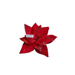 Flor gamuzada roja 33 cms