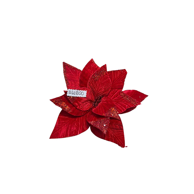 Flor gamuzada roja 33 cms