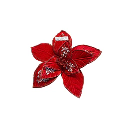 Flor gamuzada con adornos perlados 28 cms