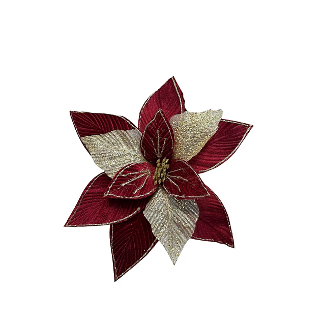Flor vinotinto con petalos escarchados