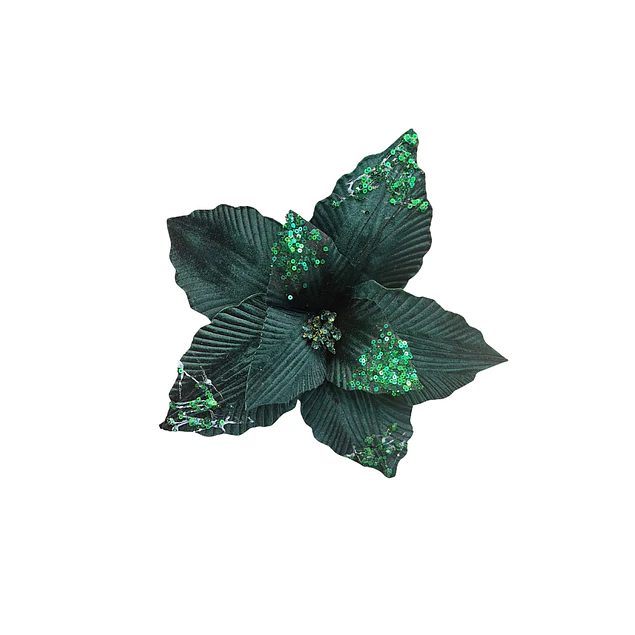 Flor verde inglés con petalos lentejuelas