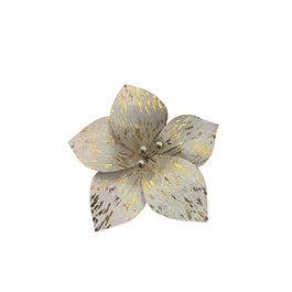 Flor beige con adorno en dorado