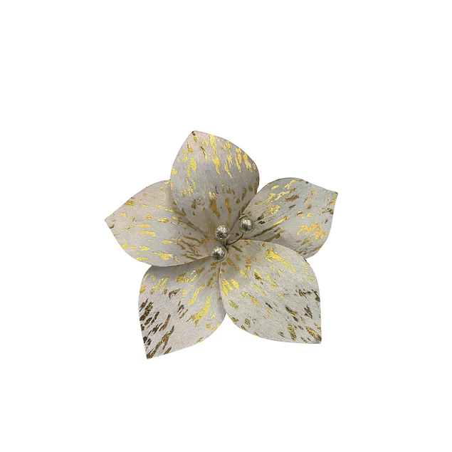 Flor beige con adorno en dorado