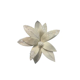 Flor navideña beige gamuzada